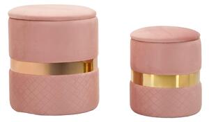 Pouf SET 2 pezzi dal caldo tono Crema uniscono design moderno e funzionalit� Dimensioni � 37X42-28X35 , colore Rosa e ORO