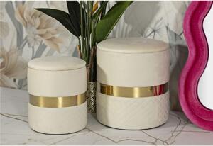 Pouf SET 2 pezzi dal caldo tono Crema uniscono design moderno e funzionalit� Dimensioni � 37X42-28X35 , colore Crema e ORO