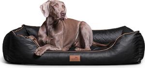 Cuccia ortopedica tierlando® LOUIS in Pelle finta trapuntata di alta qualità - Dimensioni: 80x60cm | Colore: 03 Nero