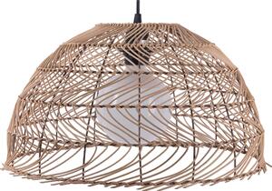 BELIANI Lampada a sospensione con paralume semisferico in rattan marrone, con lampadina a reticolo e vimini, stile etnico