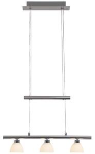 BRILLIANT Lampada a sospensione LED Tonja | lampada a sospensione senza tempo | 3 luci | vetro/metallo | cromo/bianco | dimmerabile | regolabile in altezza