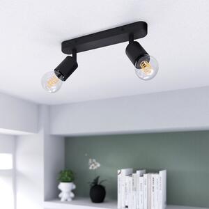 Linovum AWORA plafoniera per lampadina E27 a due fiamme - lampada da soffitto per soggiorno nero 2x attacco E27 orientabile