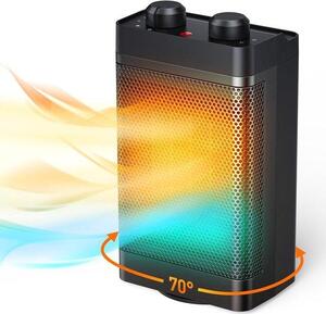 Stufe elettriche - Stufe ad aria ad alta efficienza energetica, 1500 W, 3 modalità di riscaldamento, stufe in Vetroceramica, inclinazione di 70°, protezione contro il surriscaldamento e sistema di sicurezza anticaduta