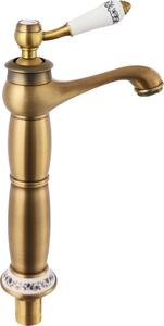 Rubinetto per lavabo, stile vintage, a soffitto, ottone, oro