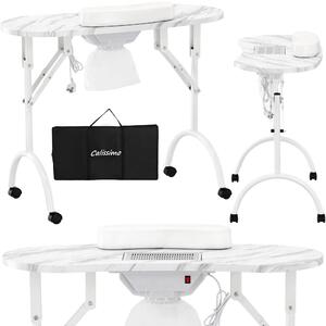 Tavolo cosmetico pieghevole per manicure con assorbitore mobile bianco MT-020F-WHITE