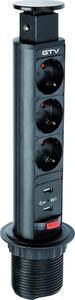 Presa multipla estraibile da scrivania ? 60 mm, 3 x Schuko, 2 x USB 2,1 A, 5 V (nera)
