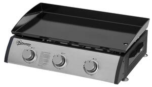 Griglia a gas portatile con 3 bruciatori | Colore: argento, nero | Dimensioni: 48x63x21 cm