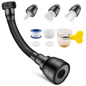 Prolunga per rubinetto da cucina a batteria - Rotazione a 360° - Ottone - Nero opaco - Adatta per cucina e bagno