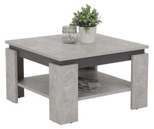 Tavolino da salotto Tim III - quadrato - decoro in cemento - struttura a quattro gambe antracite con ripiano - rivestimento melaminico - dimensioni 68x68cm