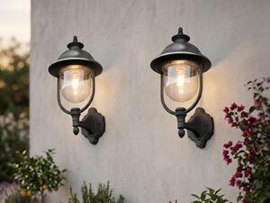 Set da 2 lampade da esterno PARMA, calotta in acciaio inossidabile, E27, IP43