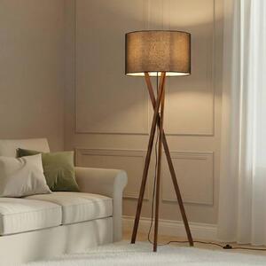 Lampada da terra Auriane Lucande, Legno scuro, Soggiorno / Sala da pranzo, Tessuto / Stoffa / Seta, Scandinavo, Lampada da terra