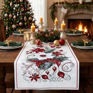 Runner Gobelin Rosa di Natale Chenille IT040
