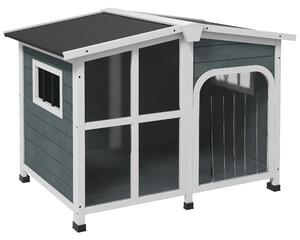 PawHut Cuccia per Cani Taglia Media da Esterno con Tetto Apribile in Legno, 101x66.5x70.5 cm, Grigio