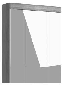 Mobiletto specchio da bagno Scout a 3 ante, bianco lucido, color fumo
