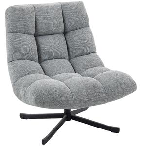 HOMCOM Poltrona da salotto senza braccioli, girevole, in tessuto di ciniglia impermeabile, seduta ampia, 75 x 95 x 90 cm, Grigio | Aosom Italy