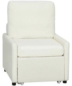 HOMCOM Poltrona letto rivestita in tessuto Teddy, 72 x 85,5 x 91 cm, Crema | Aosom Italy