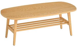 HOMCOM Tavolino Moderno con Ripiano Aperto e Gambe in Legno, Carico Massimo 100 kg, 120x60x42 cm, Legno Naturale | Aosom Italy