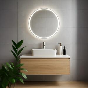 Specchio bagno retroilluminato led rotondo a filo lucido 70 80 luzon - Olimpo Docce
