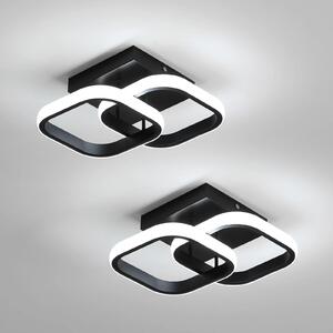 Comely, confezione da 2 plafoniere LED moderni, 22W, 2475LM, piccoli faretti quadrati LED, illuminazione interna per camere da letto, soggiorni, corridoi, luce bianca 6500K, colore nero, 24cm