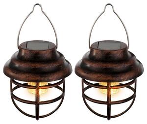 Lampada a sospensione a LED con pannello solare, color ruggine, H 14 cm