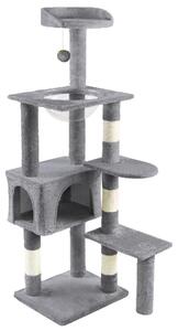 VOUNOT® Tiragraffi grande per gatti, tiragraffi con tronco in sisal, 138 cm, grigio