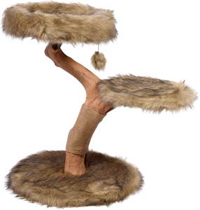 Tiragraffi di design "Jimmy" di dobars con tronchi naturali e pallina, mobile per gatti con due piazzole, Ø 50 x 72-82 cm, marrone
