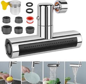 Adattatore per rubinetto da cucina - Rotante - 360 gradi - Risparmio idrico - Acciaio inossidabile cromato