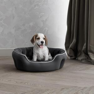 Letto per cani e gatti in tessuto italiano, modello COCCOLE, colore grigio scuro, dimensioni 48x42x16 cm