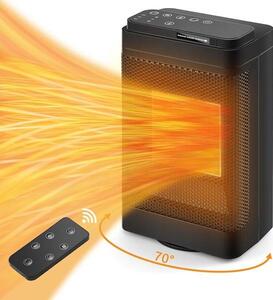 Riscaldatore elettrico per vasca da bagno da 1500W, radiatore a basso consumo energetico con telecomando, oscillazione a 70°, 3 modalità, radiatore per bagno e soggiorno