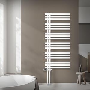LuxeBath radiatore da bagno Iron EM 600x1400 mm Bianco Attacco laterale con set di collegamento Termostato Passaggio a pavimento, radiatore di design, senza elemento riscaldante