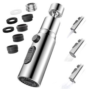 Aeratore per rubinetto da cucina - Bocchetta girevole a 360° - 3 getti d'acqua - Argento