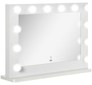 HOMCOM Hollywood Specchio da trucco 80 x 60 cm con illuminazione a LED, bianco