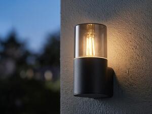 Applique da esterno a LED in nero e color fumo, altezza 17,5 cm - Illuminazione per facciate