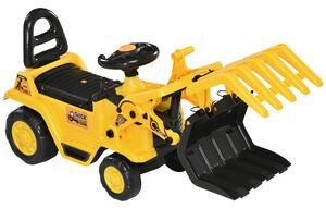HOMCOM Escavatore per Bambini 3-4 Anni con Pinza, Pulsante per Suoni e Spazio Portaoggetti Nascosto, in PP e ABS, 83x27x39 cm, Giallo e Nero|Aosom