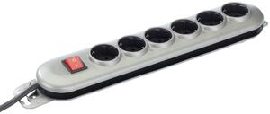 UNITEC Silver - Placca multipresa a 6 prese con interruttore