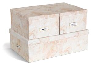 Scatole in set con coperchio/decorative beige in cartone 3 pz 31x47x15,5 cm Inge Paper Laminate – Bigso