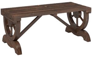 Outsunny Panca a 2 Posti da Esterno in Legno di Abete con Effetto Bruciato (98x50x39.5cm) Gambe con Design a Ruota(Ø41cm)|Aosom