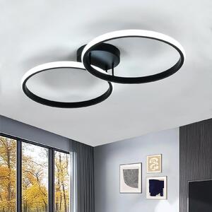 Lampada a soffitto LED Toolight, 2 anelli, 42W, 4725 lumen, 6500K, colore nero, diametro 54 cm, ideale per la cucina