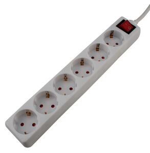Unitec 444921 Multipresa da tavolo con interruttore, 6 prese, 1,4 m, cavo H05VV-F 3G1,5 mm², bianco