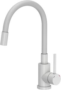 QUADRON MAGGIE Miscelatore da cucina Steinsteel con bocca flessibile VERYWHITE MAT - bianco opaco