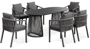 Set di mobili da giardino di volio ARNELI – grigio, ampio set da giardino con tavolo e 6 sedie, mobili da terrazza per esterni, robusti e comodi