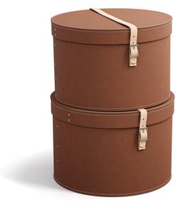 Scatole in set con coperchio/decorative marroni in cartone 2 pz ø 37,5x25 cm Rut Restore Paper Laminate – Bigso