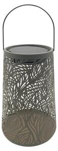 Dehner Lanterna solare Olea, diametro 20 cm, altezza 32 cm – Lampada da giardino a LED, luce bianco caldo, alimentazione solare, sensore di luminosità, metallo e plastica, colore verde