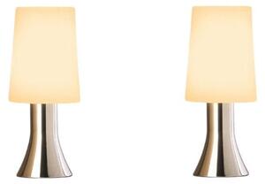 2 lampade da comodino moderne Jannis con dimmer a sfioramento, finitura nichel