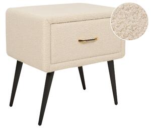 BELIANI Comodino con rivestimento in bouclé beige e cassetto, design minimalista per la camera da letto