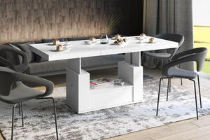 Tavolino di design HM-111, lucido, con cassetto, regolabile in altezza, estraibile, tavolo da pranzo
