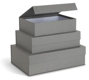 Scatole in set con coperchio/decorative grigie in cartone 3 pz 42,5x29,5x13 cm Kian Paper Laminate – Bigso