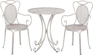 BELIANI Set da balcone tavolo e 2 sedie in metallo grigio in stile francese per balcone e giardino