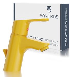 Miscelatore per lavabo SANTRAS® con asta di trazione in giallo (RAL 1004)