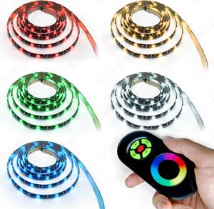 Set di strisce LED RGB - 30 LED per metro con telecomando a sfioramento nero 3 metri